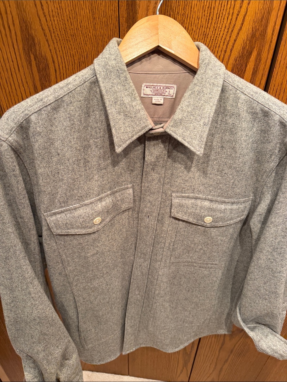 Wallace Barnes Gray Wool Workshirt Jacket - Men's